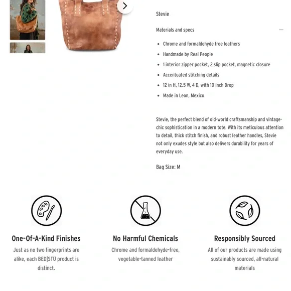 Bed Stu Stevie Distressed Brown Leather Tote Bag EUC - Picture 9 of 9